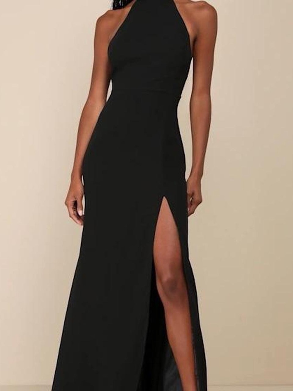 Lulu's Black Backless Halter Evening Gown